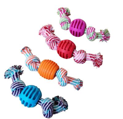 China For Dog Playing Factory Direct Selling Dog Teether Cleaning Interactive Toy TPR Ball Rope Toy For Puppy for sale