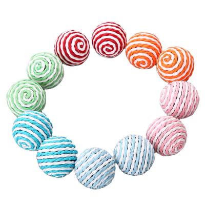 China Cats Wholesale Color Matching Eco-friendly Pet Toy Paper Rope Rattle Cat Ball Toy for sale