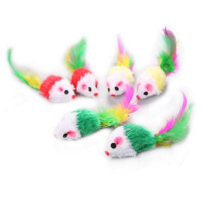 China Wholesale Cats Plush Mouse Cat Toy Mouse with Colorful Rattle Mouse Toy for Kitty for sale