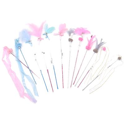 China Cats Wholesale Environmentally Friendly Multicolor Plastic Fairy Style Cat Magic Wand Feather Interactive Puzzle Toy for sale