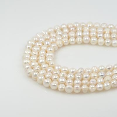 China Natural Freshwater Pearl Chain Oval White Pearl White Pearl Pearl Loose Beads Wholesale for sale