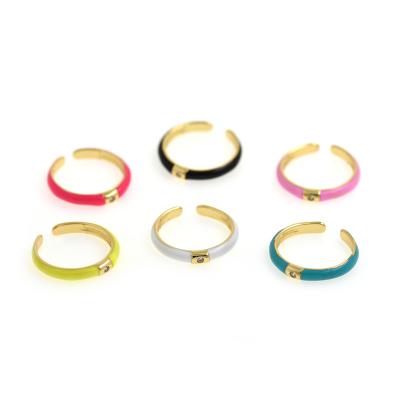 China FASHIONABLE Micro Set Zircon Enamel Simple Design Adjustable Rings Engagement Rings Zircon Rings for sale