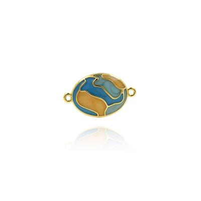 China Gold Plated Enamel Oval Charm DIY Connector Oval Jewelry Supplies YWX2057 for sale