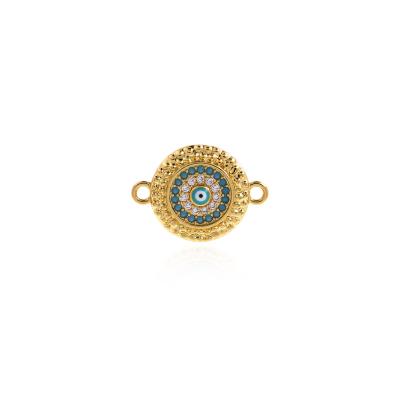 China Hot Selling Jewelry Connectors Enamel Evil Eye Connector Micro Pave CZ Eye Charm DIY Jewelry Supplies YWX4037 for sale