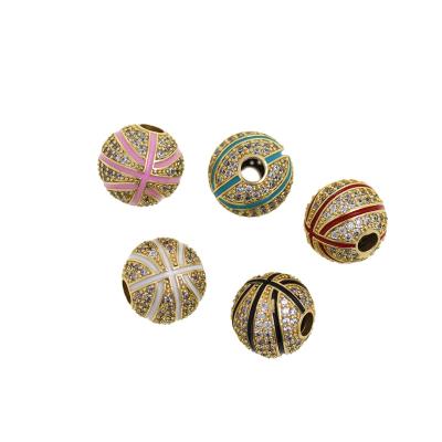 China Basketball Zircon Spacer Beads Personalized Jewelry Beads DIY 3mm Jewelry Supplies for sale