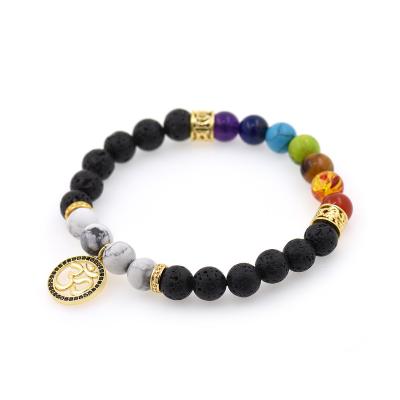 China Trendy new colorful fashion agate stone bead bracelet with OM round accessories beaded bracelet for sale