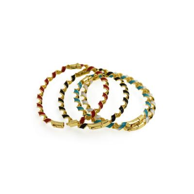 China Wholesale Colorful Enamel Jewelry Style Punk Minimalist Spiral Bangle Bracelet for sale