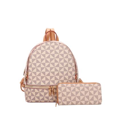 China No Diophy Designer High Quality Famous Brands Vintage Fashion Custom Ladies PU Leather Bag Set 2 Piece School Backpack Bags for sale