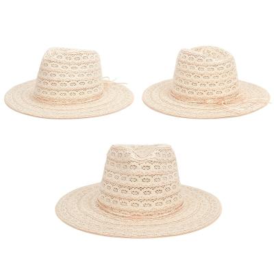 China Checked Outdoor Summer Beach Jazz Fedora Panama Straw Hat for Women Paper Manufacturer OEM ODM Service Customized Unisex Adults Plain for sale