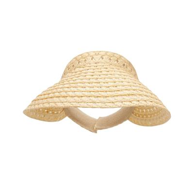 China Checked High Quality Hand Woven Visor Caps Summer Women Custom Straw Hat for sale