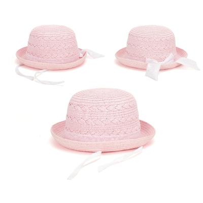 China Checked Fashion Design Outdoor High Quality Custom Logo Kids Straw Hats for sale