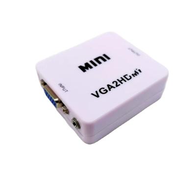 China Plastic With White Power Supply Box Audio Mini Series VGA To HD Digital Signal Converter Suitable For Computer To Projector for sale