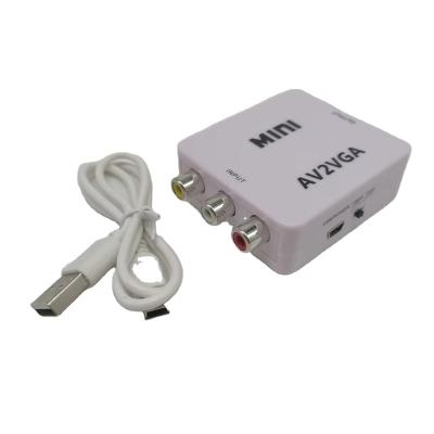 China With White Power Supply Box Mini Audio AV Series To VGA Digital Signal Converter Suitable For Computer To Projector AV To VGA for sale