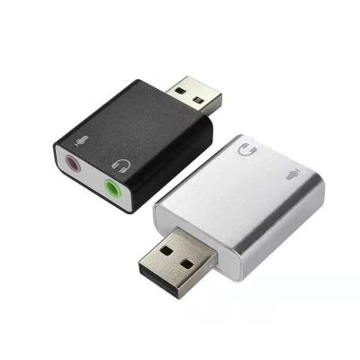 China External USB Device Aluminum Alloy Audio USB 7.1 Adapter with 3.5mm Jack Headphone Microphone Sound Card for Laptop Computer for sale