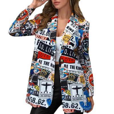 China Plus Size Printed Ladies Small Casual Suit Jacket Fashionable Womens Clothing for sale