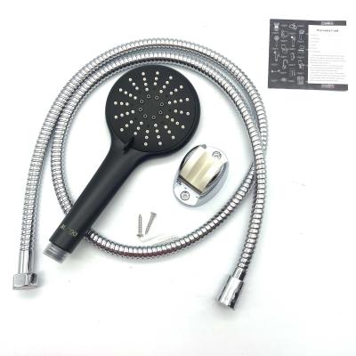 China With Slide Bar MSC60120 5 Function Soft Water Rainfall Bathroom Hose Black ABS Hand Held Chrome Shower Head for sale