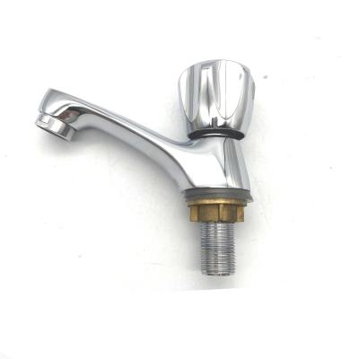 China Metered Faucets Sanitary Ware Deck Mounted Cold Water Tap Bathroom Handle Zinc Body Brass Basin Faucets for sale