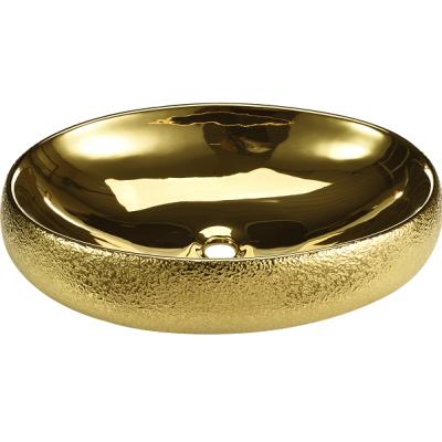 China Modern Modern Sanitary Ware Bathroom Sink Countertop Electroplate New Model Handmade Artistic Basin Bathroom Wash Basin for sale