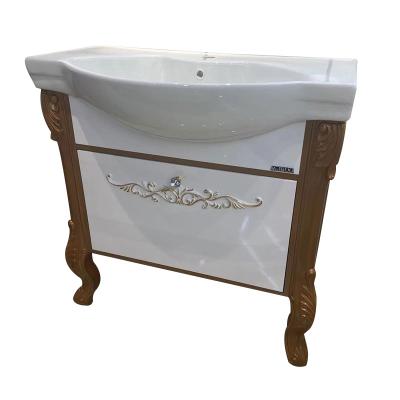 China MBC68006 80cm Wholesale Traditional Cheaper PVC Bathroom Sink Vanity Modern Bathroom Cabinet for sale