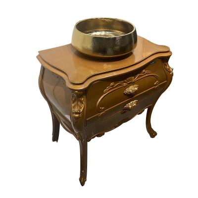 China MBC68007 Traditional Antique PVC Bathroom Sink And Mirror Waterproof Wash Basin 80cm Vanity Bathroom Basin Cabinet for sale