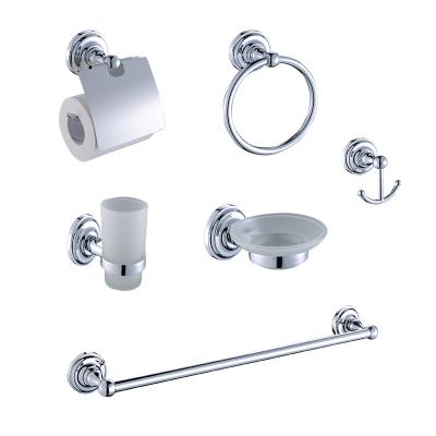 China MBA3016P Viable 6 Piece Wall Mount Zinc Alloy Chrome Design Bathroom With Tray Modern Porcelain Bathroom Accessories Set for sale