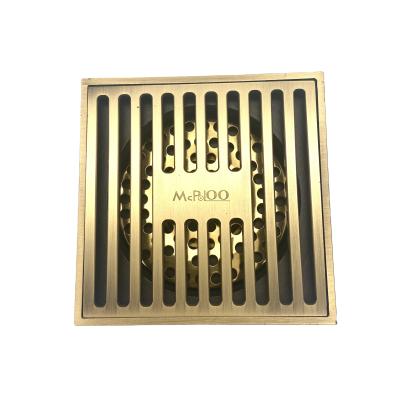 China MFD20110 Modern Antique Bathroom Hotel Shower Square Gold Brass Floor Drain for sale