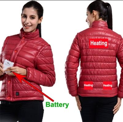 China Custom Breathable Electric Battery Rechargeable Women's Winter 5V USB Heated Down Jacket for sale