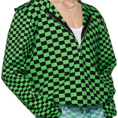 China QUICK DRY Popular Logo Green And Black Plaid Long Sleeve Hoodie for sale