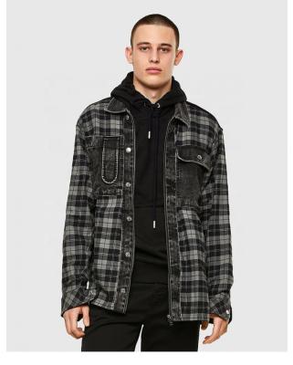 China Breathable MEN'S VINTAGE CHECK JEANS SHIRT COAT CARGO HIP-HOP CONNECTING LOOK for sale