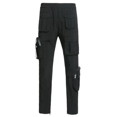 China Anti-wrinkle OEM Multi-pocket Overalls Vertical Functional Men's High Street Straight Leg Zipper Pants for sale