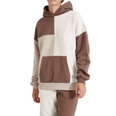 China OEM Streetwear Anti-Wrinkle Color-block Patchwork Patchwork Panel Pullover Long Sleeve Hooded Sweatshirts For Men for sale