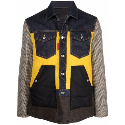 China Breathable High Quality Custom Fashionable Multi Patchwork Panels Casual Mens Jeans Jacket Coat for sale