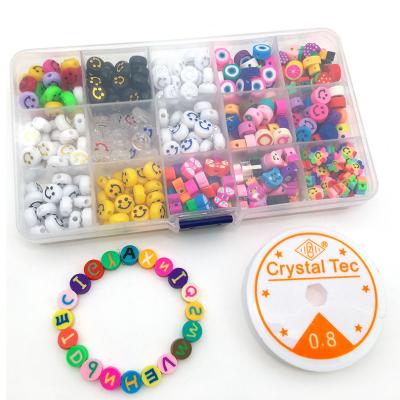 China 15grids Acrylic Clay Bead And Smile Face Polymer Clay Beads Kit For DIY Acrylic Jewelry Making for sale