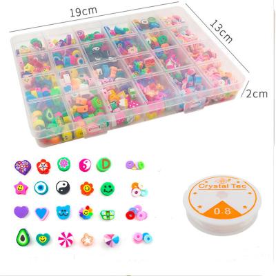 China 24grids Polymer Clay Beads Kit For DIY Acrylic Jewelry Making Clay Loose Beads for sale