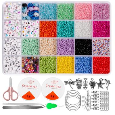 China 24Grigs Acrylic Seed Glass Beads And Acrylic Letter Beads For Jewelry Making DIY Beading Kit for sale