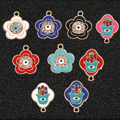 China CLASSIC 15x20mm Flower Shape Hamsa Charm For DIY Jewelry Making Jewelry Connector for sale