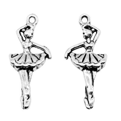 China 31x14mm CLASSIC Antique Dancing Ballet Silver Girl Charms Designer Charms for DIY Bracelet for sale