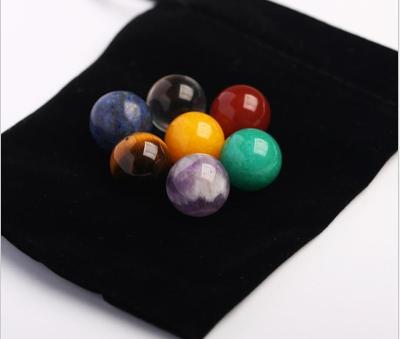 China Natural Opalescent / Opalescent 7 Chakra Stone Etched Gratitude Stones Around 16mm for sale