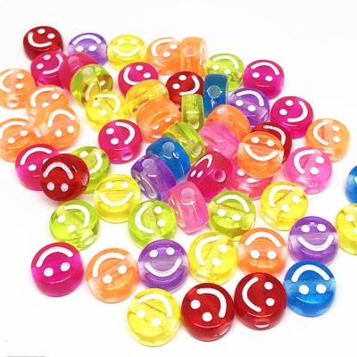 China Acrylic Smile Face 4x7mm Beads Flat Round Plastic Beads 500gram Per Bag for sale