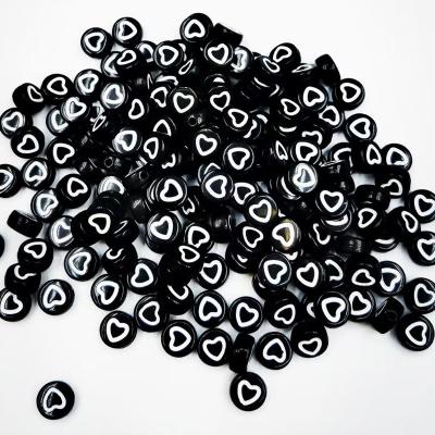 China Acrylic Heart Line Flat Beads 4x7mm Acrylic Beads Flat Round Plastic Beads 500gram Per Bag for sale