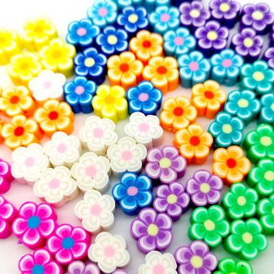 China Flower Acrylic Colorful Polymer Clay Beads For Jewelry Making 100pcs Per Bag for sale