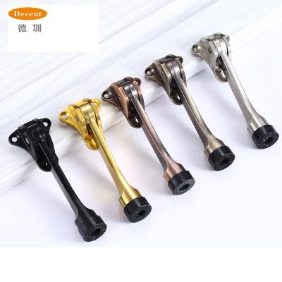 China Modern Zinc Alloy Adjustable Kick Down Foot Operated Door Stopper Non-Slip Rubber Door Stop for Wooden Door for sale