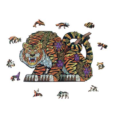 China Cartoon Toy Wooden Jigsaw Puzzle for Adults Bulls Unique Irregular Shape Animal Tiger Jigsaw Cow Jigsaw Puzzles for sale