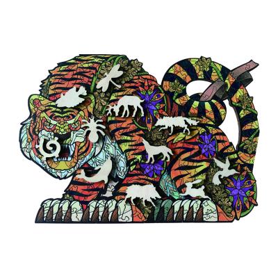 China 2022 Cartoon Toy 2022 Jigsaw Puzzle Bulls Tiger 3d Animal Wooden Puzzles For Adult Gifts for sale