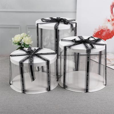 China Custom Large Recyclable Luxury Logo Cake Box Pet PVC Wedding Birthday Party Transparent Gift Box White Clear Round Square for sale