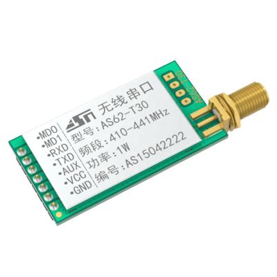 China Wireless Communication 433mhz 1W 8km Long Range AS62-T30 Transmitter Receiver RF Wireless Module FEC AES LoRa Spread Spectrum Sx 1278 for sale