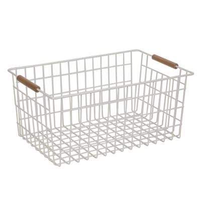 China Sustainable Woven Metal Wire Storage Basket Metal Household Storage Basket Woven Basket for sale