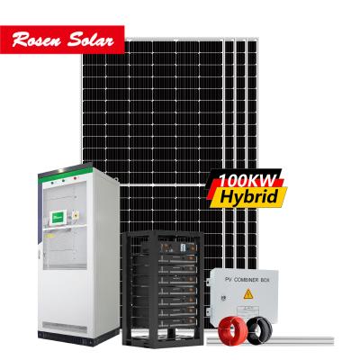 China Home Hybrid Storage System 100 KW Solar Power Plant 100KW PV Solar System With LifePO4 Lithium for sale