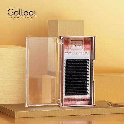 China Gollee Super Soft Silk No Mink Eye Lash 3D 4D 5D 6D Glossy Faux Russian Volume Eyelash Extension for sale