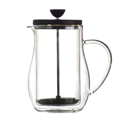 China WITH LID Double Class Heat Proof Coffee Make Custom Pot Classic Glass Coffee Travel Tea Maker Plastic White French Press for sale